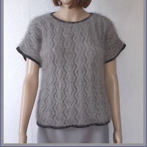 &quot;NUAGE&quot; Sweater in Grey Angora & Black Silk
