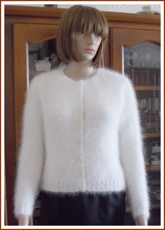 white angora sweater