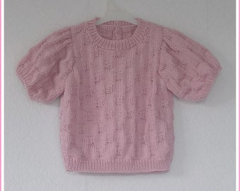 Pull Fillette 100 % Coton Égyptien Coloris Rose Poudré Tailles 4 et 6 Ans