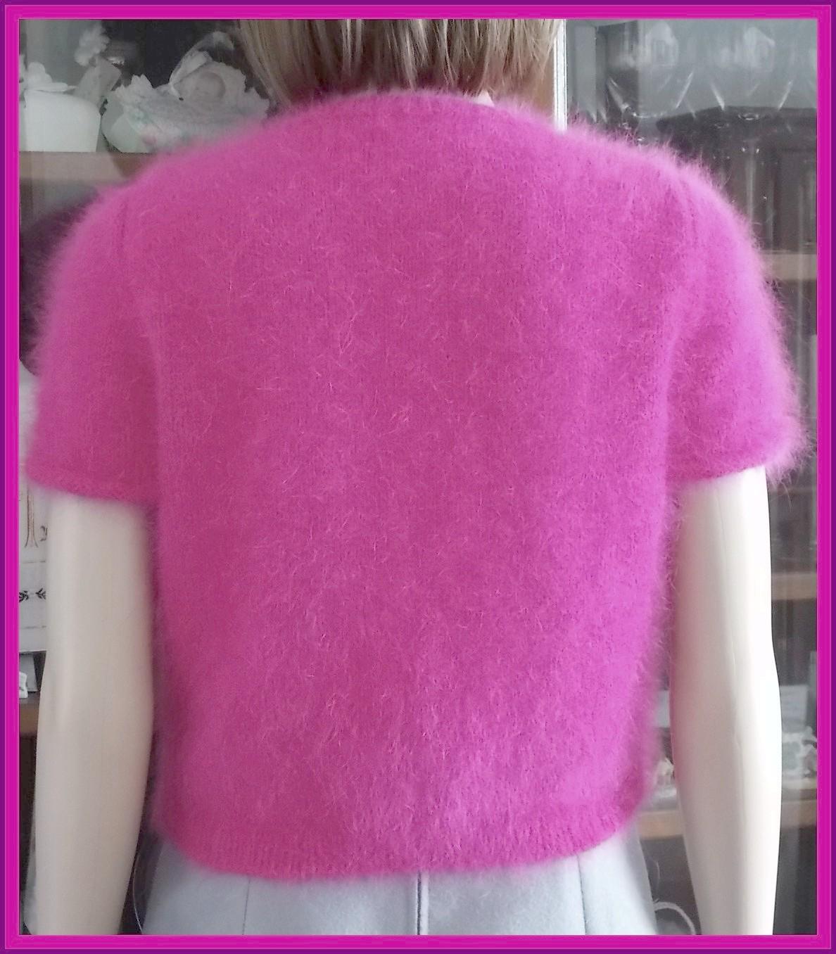 Pull Manches Courtes En Angora Rouge - Fait Main, Taille 38/40, France