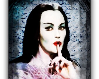 Vintage Retro Style Art Lily Munster Countess of Shroudshire Dracula The Munsters Yvonne De Carlo Lalas Art Halloween Painting Spooky Purple