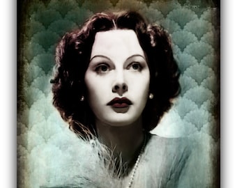 Vintage style Painting - Hedy Lamarr - Hedwig Eva Maria Kiesler - Actress, inventor, film producer - Flapper - Hollywood Glamour - Art