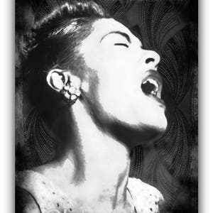Vintage style painting Art Billie Holiday Jazz blues songs swing blues Glamour Hollywood Golden Age Mix Media Home decor Interior Design