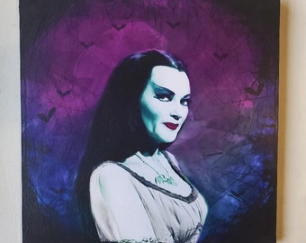 Vintage Retro Style Art - Lily Munster - Countess of Shroudshire Dracula  - The Munsters  - Yvonne De Carlo - Retro TV Art - Cult