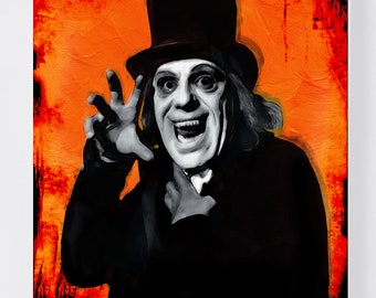 Vintage style painting - Lon Chaney Senior - London After Midnight - 1927 - Silent Movie - Horror Movie - Portrait art - Gothic - Interior