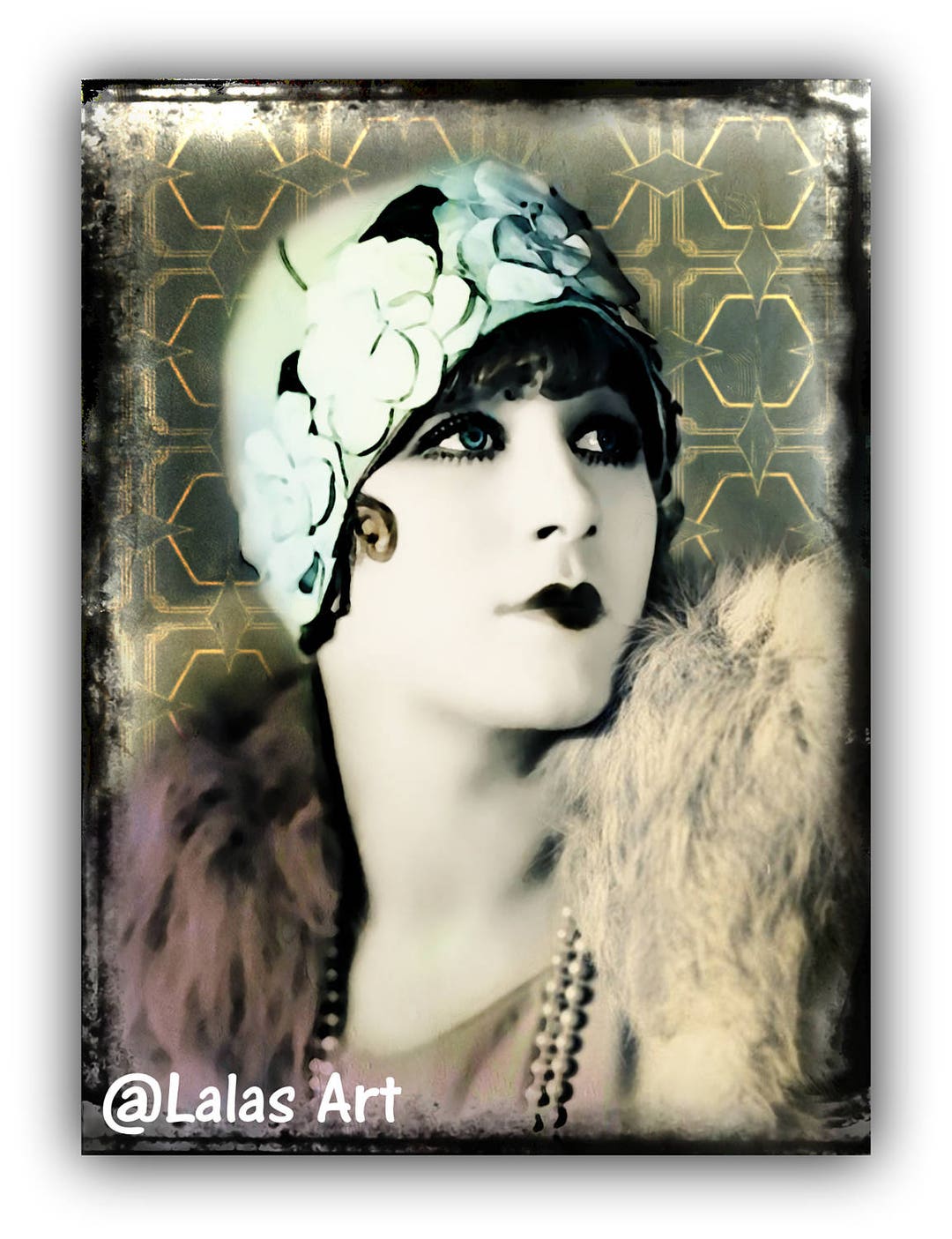 Vintage Style Painting of Greta Nissen 1920s Retro Art Flapper Girl ...