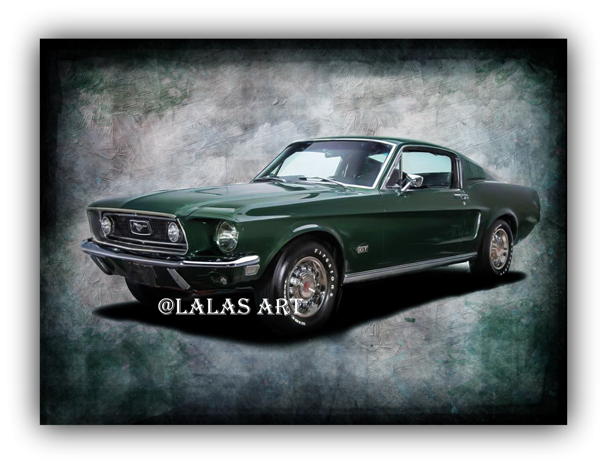 Tableau Toile Ford Mustang Vintage – Noir Et Blanc – Format 100x70 Cm – Déco Classique