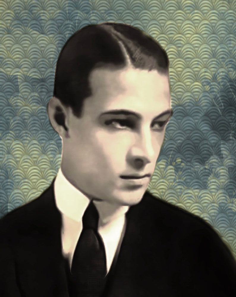 Italien American Actor Home decor Wall Hanging Silent movie star 1930s Painting 1920s Art Art deco Rudolph Valentino