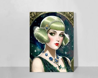 Vintage Art picture - Flapper at night - Illustration - Magazine Covers - romantic and elegant - Home Decor - Wall Hanging -  Art Deco