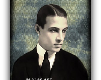 Rudolph Valentino - 1920s - 1930s - Italien American Actor - Silent movie star - Art deco - Art - Painting - Wall Hanging - Home decor