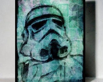 Retro Vintage style Art Stormtrooper Painting Movie Classic Film Home decor Wall Art Mix media Star wars Planet Unique design Water color