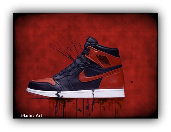 Large Unique Red Nike Sneaker Art Air Jordan Shoe Painting | Etsy Canada