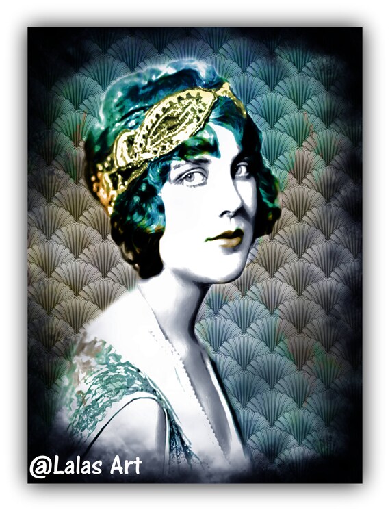 Art Deco Vintage Style Painting Of Justine Johnson 1920s Retro Etsy