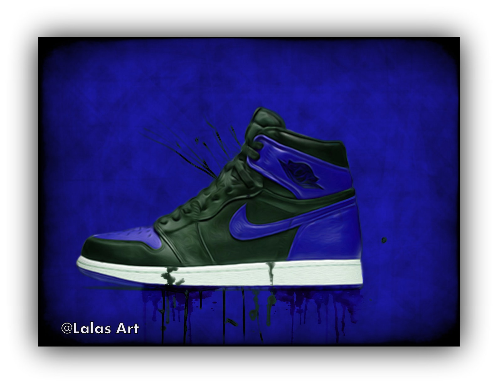 Unique Blue Nike Sneaker Art Air Jordan Shoe Painting Etsy