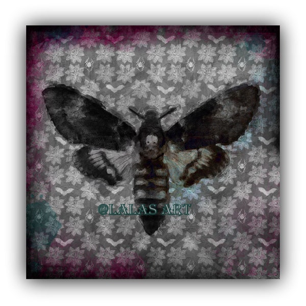 African death's head hawkmoth - Painting - Art - Home decor -  Hypercompe scribonia - Wall hanging - Insekt - Halloween - Steam punk