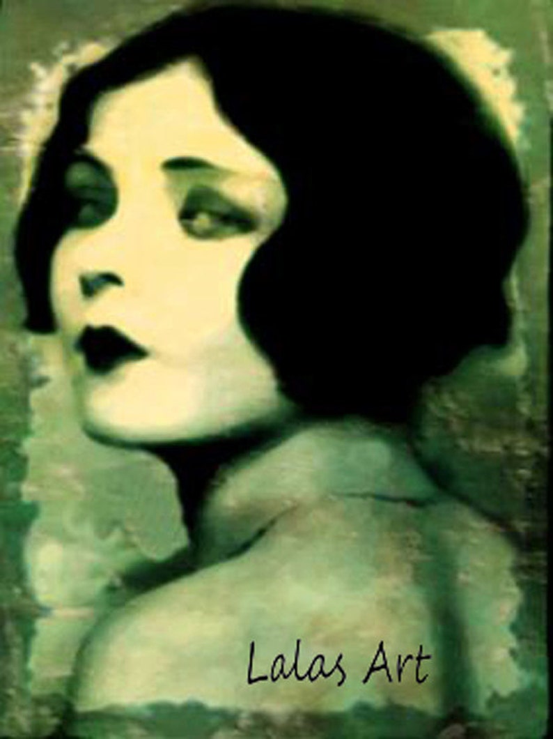 Flapper girl Vintage style art Silent movie star 1920s style Art deco Portrait of a young woman Retro art Jazz Golden age image 1