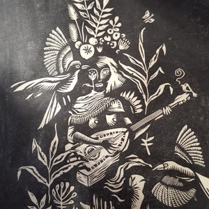 Musician linocut image 2