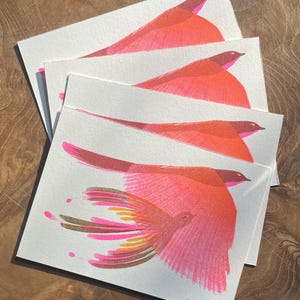 Carte risographie Oiseaux