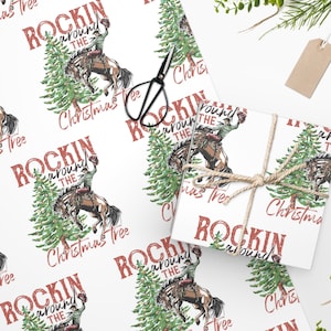 Vintage Western Christmas Wrapping Paper, Cowboy Wrapping Paper, Cowboy Christmas, Rockin Around The Christmas Tree, Wrapping Paper Rolls