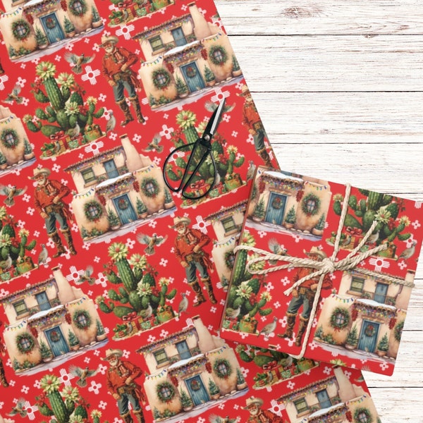 New Mexico Christmas Wrapping Paper, Santa Fe New Mexico, New Mexico Wrapping Paper, South Western Wrapping Paper, New Mexico Gifts