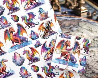 Papier do pakowania prezentów Fantasy Dragon – artykuły na przyjęcie urodzinowe