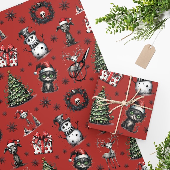 Halloween Goth Christmas Wrapping Paper, Premium Gloss (90 GSM)