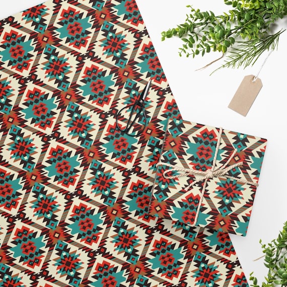 Native American Pattern Wrapping Paper Western Wrapping Paper Cowboy  Wrapping Paper Geometric Pattern 2436, 2460 