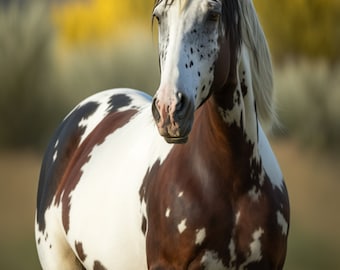 Stampa fotografica di un cavallo mustang selvaggio / Arte occidentale (download digitale)