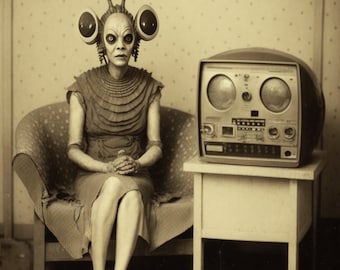 Area 51 Alien Photo | Vintage Roswell, New Mexico Art (Digital Download)