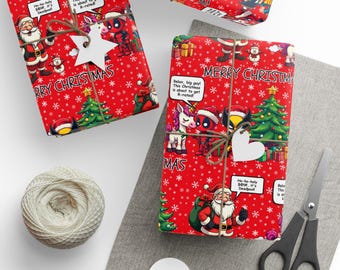 Deadpool Christmas Wrapping Paper | Funny Comic Book Gift Wrap
