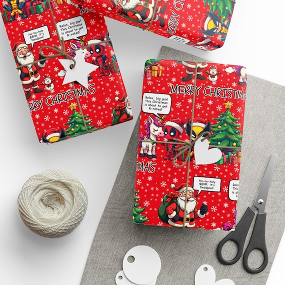 Deadpool Christmas Wrapping Paper | Funny Comic Book Gift Wrap