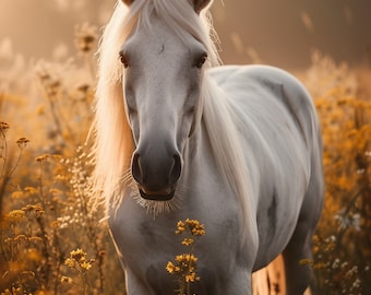 Stampa fotografica di un cavallo mustang selvaggio / Decorazione western (download digitale)