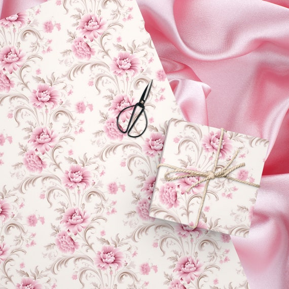 Pink Wrapping Paper, Floral Wrapping Paper, Gifts for Her