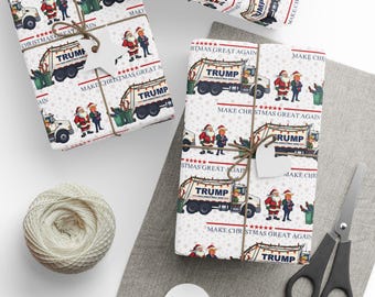 Papier d'emballage de Noël Donald Trump, Papier d'emballage de Noël MAGA, Papier d'emballage de Noël Trump, Cadeaux de Noël, Rouleaux de papier d'emballage de Noël,