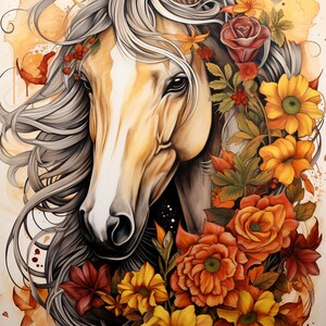 Cheval tournesol impression téléchargement numérique | Peinture cheval aquarelle | Idées cadeaux pour amateurs de chevaux | Décoration d&#39;intérieur occidentale