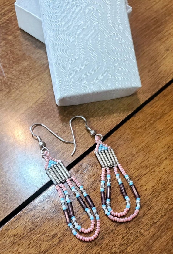 Vintage Navajo Beaded Earrings, Dangle Earrings, … - image 2