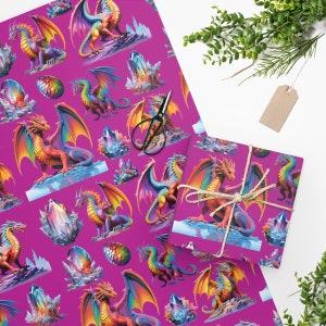 Dragon Wrapping Paper - Dragon Gift Wrap, Dragon Gifts, Dragon Birthday ...