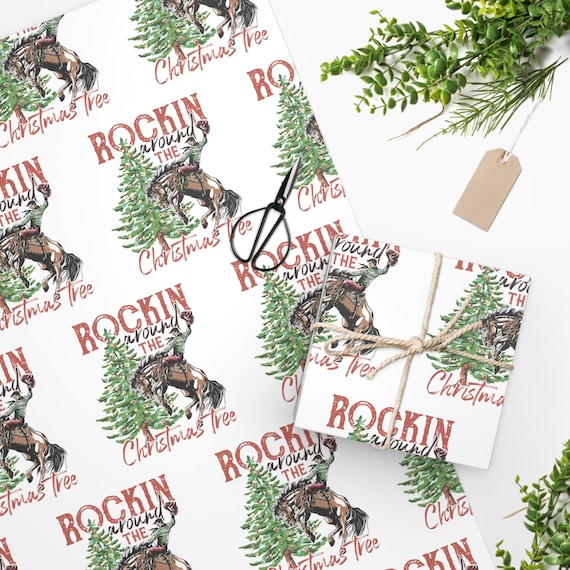 Vintage Western Christmas Wrapping Paper, Cowboy Wrapping Paper