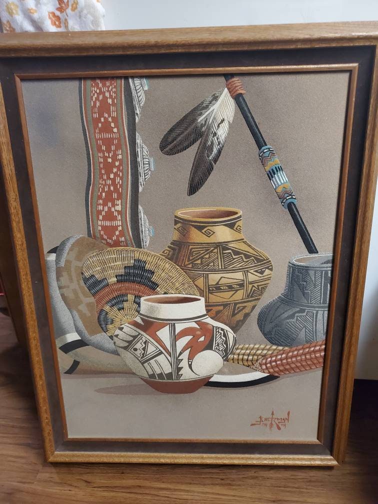 Original Native American Signed Jerald Sherman, Navajo Art, Sand