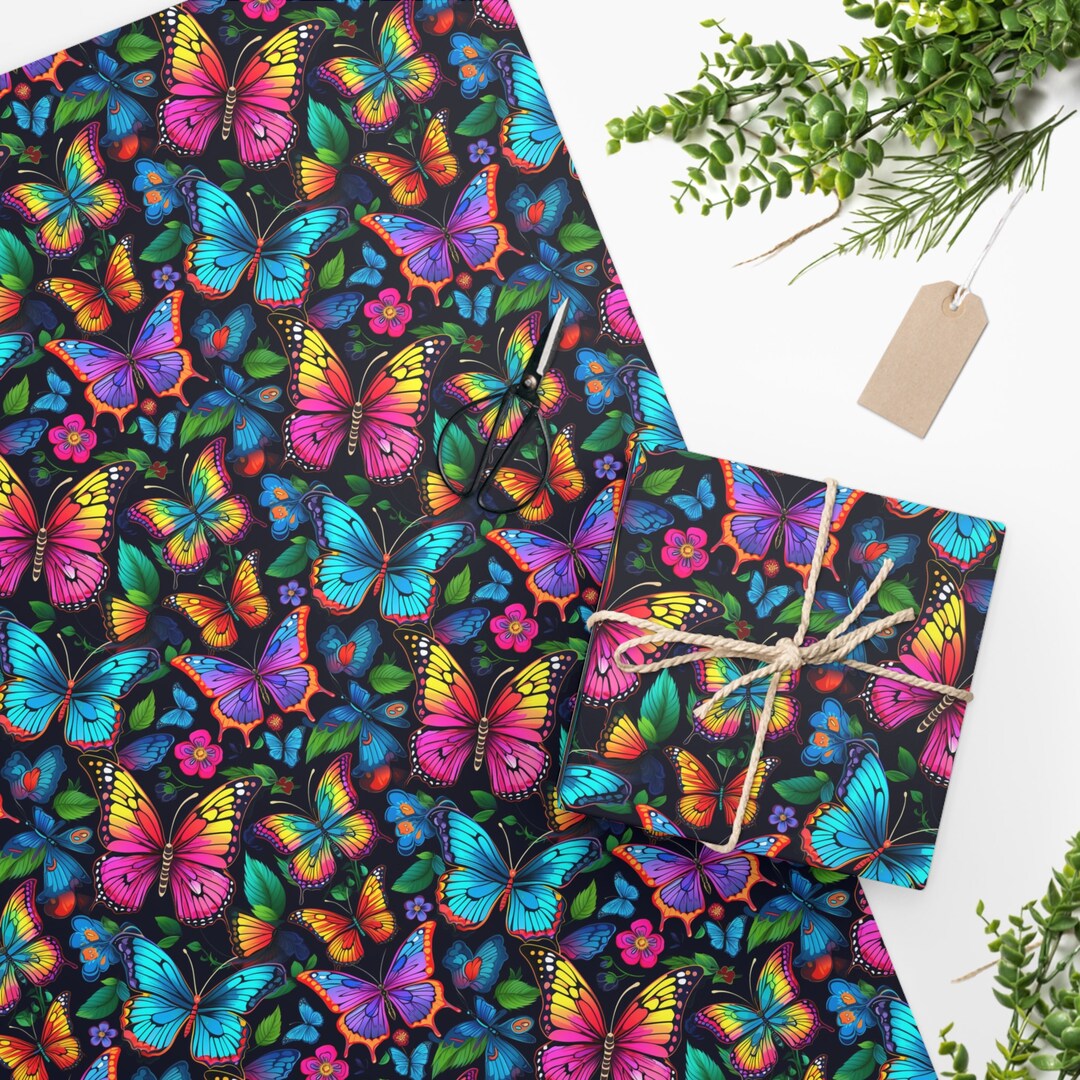 Butterfly Wrapping Paper Butterfly Print Paper Butterfly - Etsy