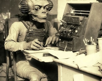 Area 51 Alien Sepia Photo | Roswell, New Mexico (Digital Download)