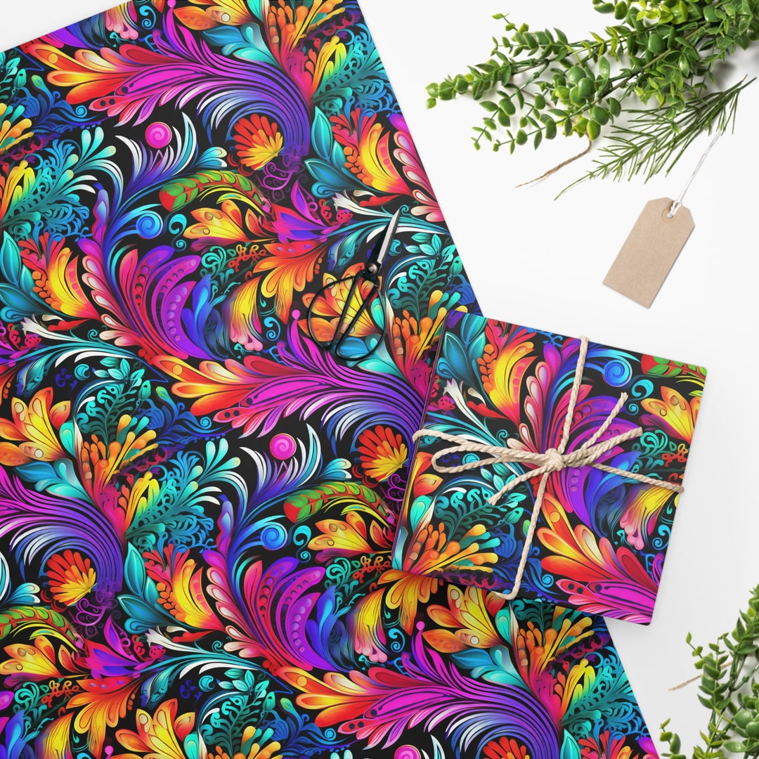 Unique Vibrant Boho Wrapping Paper Birthday Gift Wrap Etsy