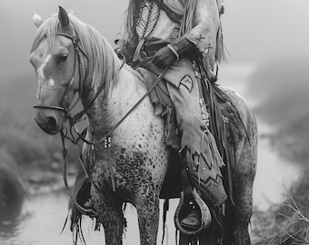 Impresión fotográfica de caballos nativos americanos / Decoración del hogar estilo western (descarga digital)