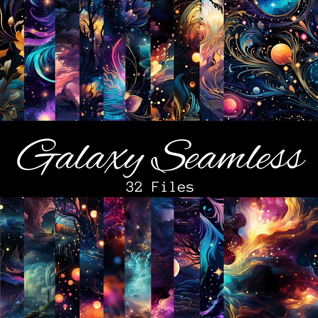 Galaxy Seamless Pattern Bundle, Celestial Clipart, Space Digital Paper ...