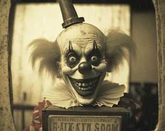 Creepy Clown Photo | Halloween Decor | Digital Download Print  | Weird Photography | Rare Antique Photo | Old Polaroid Photo