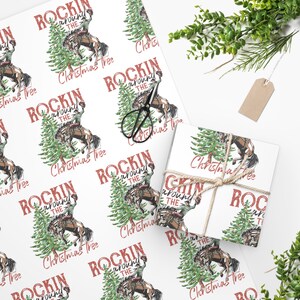 Vintage Western Christmas Wrapping Paper, Cowboy Wrapping Paper, Cowboy Christmas, Rockin Around The Christmas Tree, Wrapping Paper Rolls
