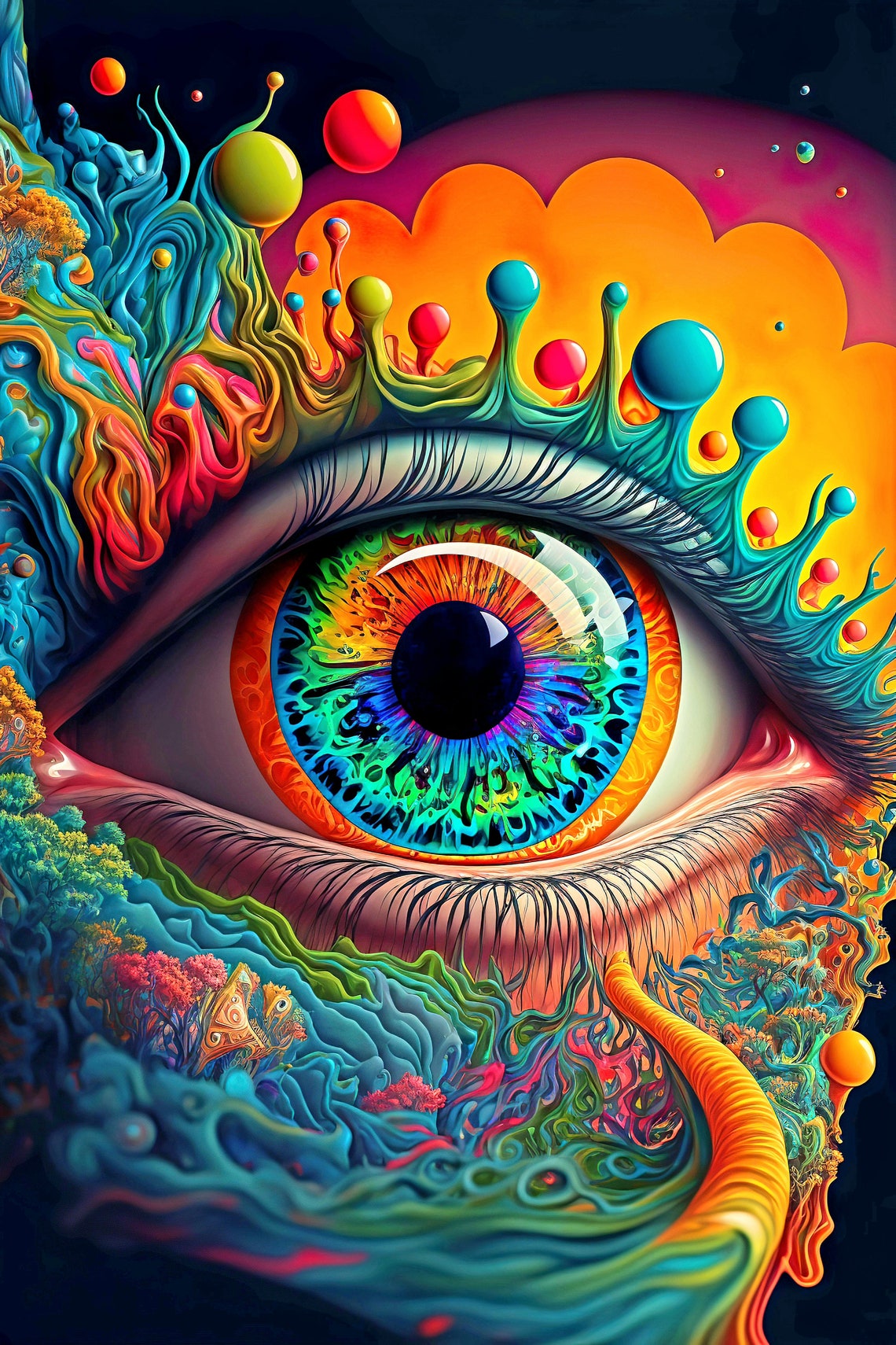Psychedelic Eyeball Art Trippy Digital Download Print Artwork 420 Svg