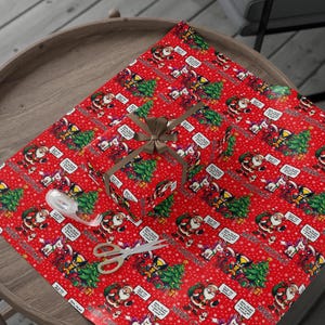 deadpool christmas wrapping paper, deadpool gifts, deadpool decor, gamer gifts, comic book, comic con, adult christmas wrapping paper, kids christmas wrapping paper, wrapping paper rolls, christmas gift wrap
