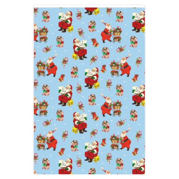 Vintage Wrapping Paper Christmas Gift Wrap Santa Wrapping Paper