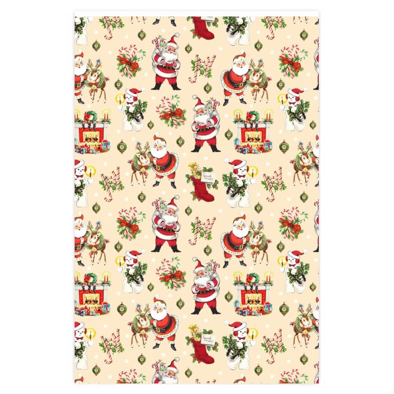 Vintage Santa Claus Wrapping Paper | 90 GSM Glossy Paper image 2